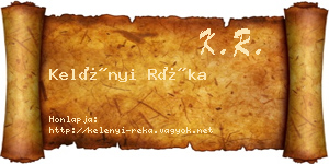 Kelényi Réka névjegykártya